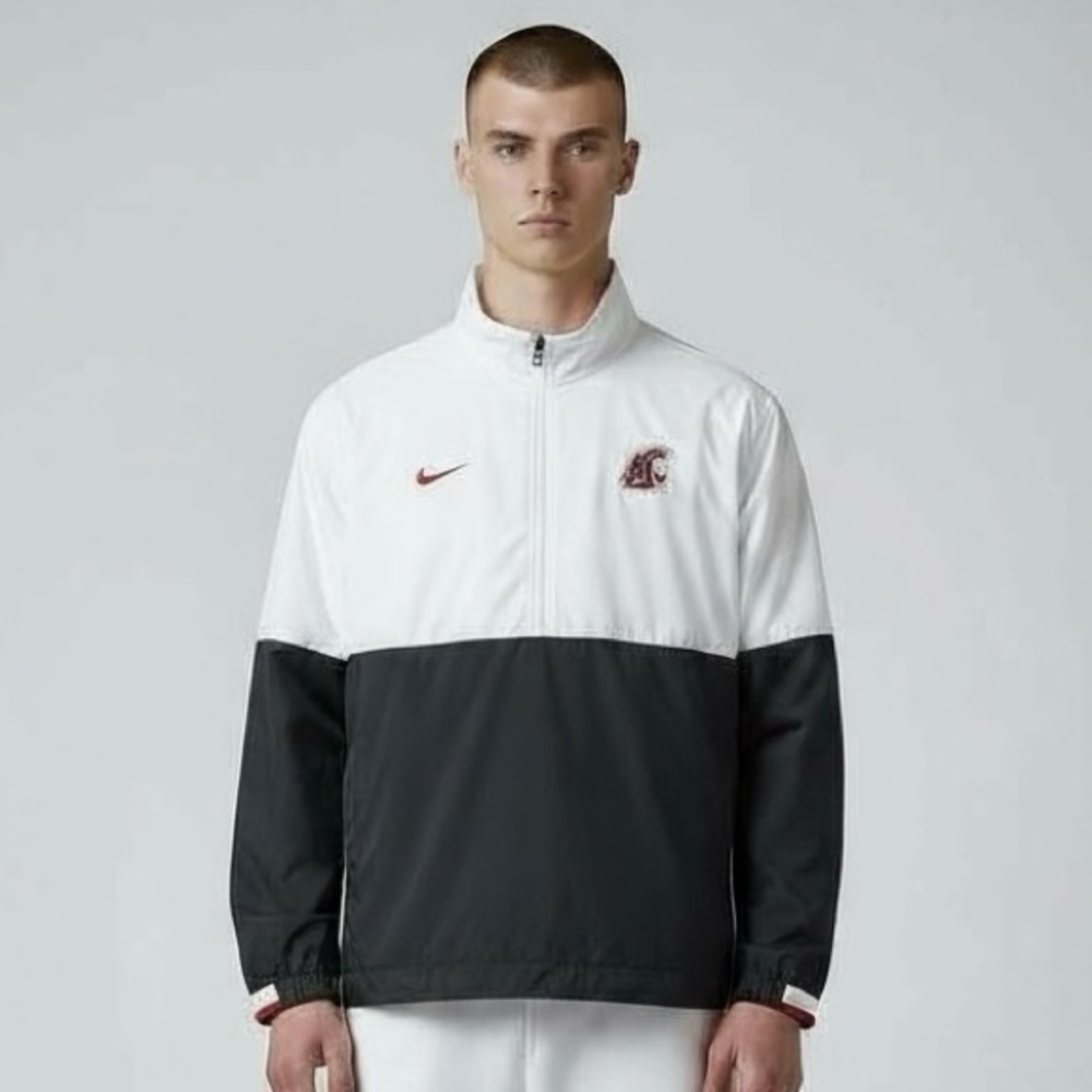Nike Washington State Cougars 1/4 Pullover Windbreaker Mens L Jacket CQ5131-100